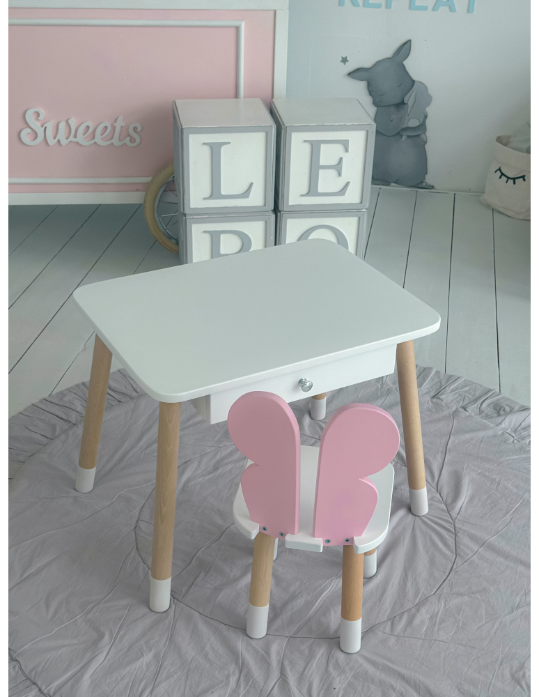 Stoły i ławki - Stolik z szufladą krzesełko motyl różowy motylek stoliczek zestaw komplet - product b2b.wamar.biz 7