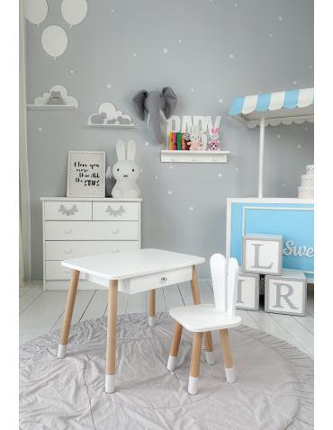 Stolik dziecięcy i krzesełko stoliczek z szufladą zestaw krzesło królik - produkt 2