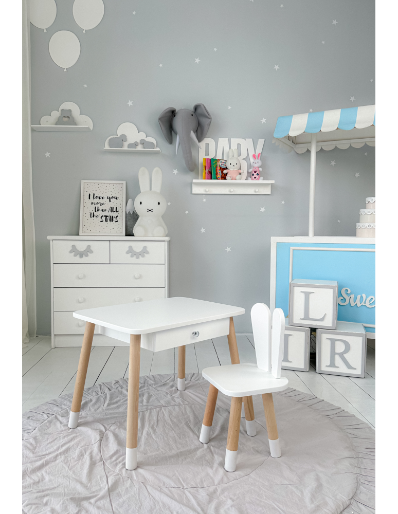 Stoły i ławki - Stolik dziecięcy i krzesełko stoliczek z szufladą zestaw krzesło królik - produkt b2b.wamar.biz 2