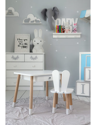 Stoły i ławki - Stolik dziecięcy i krzesełko stoliczek z szufladą zestaw krzesło królik - produkt 3