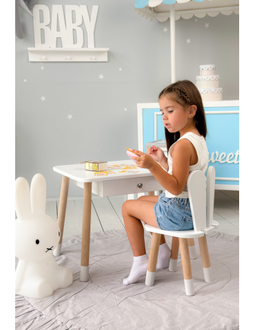 Stoły i ławki - Stolik dziecięcy i krzesełko stoliczek z szufladą zestaw krzesło królik - produkt 5