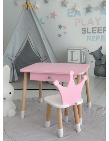 Stolik z szufladą krzesełko korona róż zestaw stoliczek krzesło dla dziecka - produkt 2