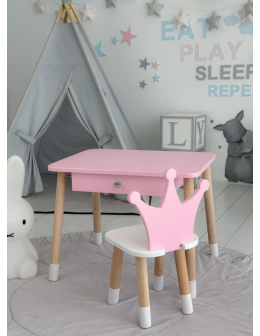 Stolik z szufladą krzesełko korona róż zestaw stoliczek krzesło dla dziecka - product 2