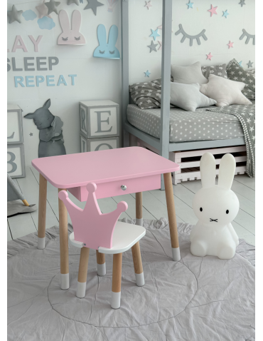 Stoły i ławki - Stolik z szufladą krzesełko korona róż zestaw stoliczek krzesło dla dziecka - produkt 3