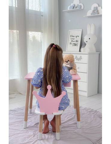 Stoły i ławki - Stolik z szufladą krzesełko korona róż zestaw stoliczek krzesło dla dziecka - produkt 5
