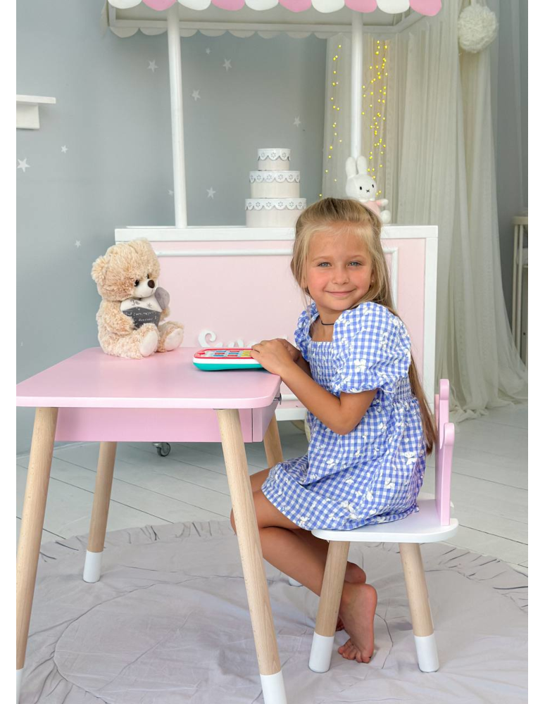 Stoły i ławki - Stolik z szufladą krzesełko korona róż zestaw stoliczek krzesło dla dziecka - produkt b2b.wamar.biz 6