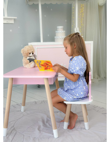 Stoły i ławki - Stolik z szufladą krzesełko korona róż zestaw stoliczek krzesło dla dziecka - produkt 7