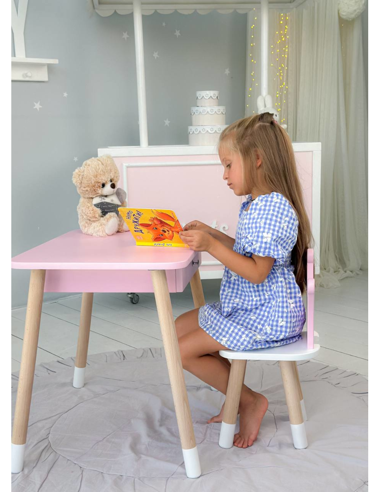 Stoły i ławki - Stolik z szufladą krzesełko korona róż zestaw stoliczek krzesło dla dziecka - produkt b2b.wamar.biz 7