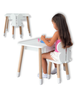 Stolik z krzesełkiem szuflada krzesło motyl stoliczek krzesełko zestaw