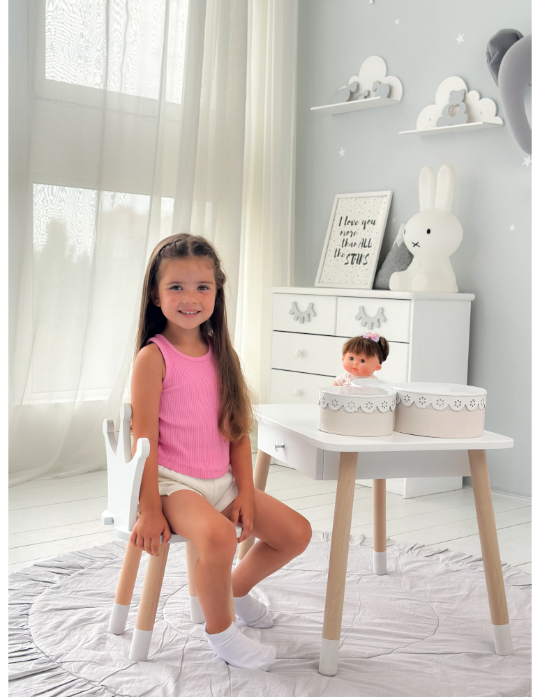 Stoły i ławki - Stolik z krzesełkiem korona biały z szufladą krzesełko stół stoliczek - product b2b.wamar.biz 4