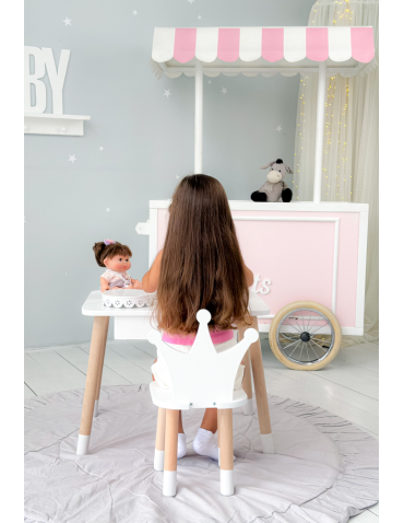 Stoły i ławki - Stolik z krzesełkiem korona biały z szufladą krzesełko stół stoliczek - product 7