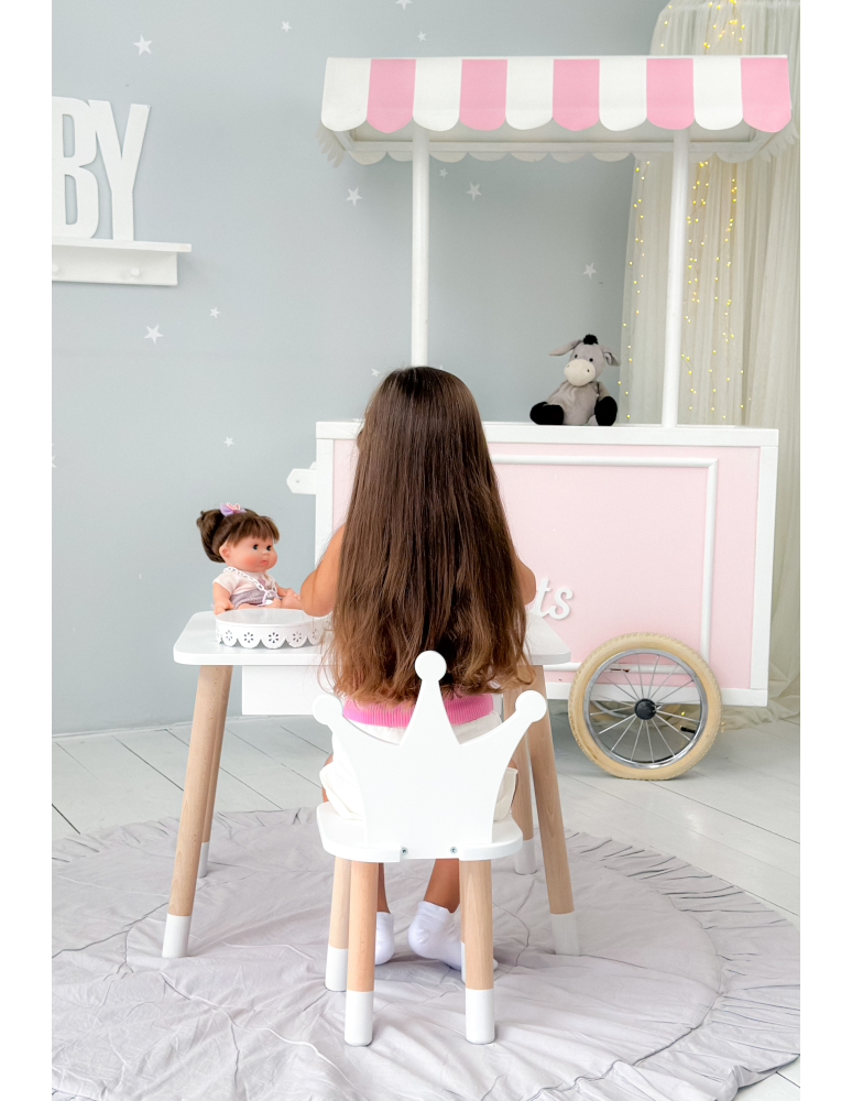 Stoły i ławki - Stolik z krzesełkiem korona biały z szufladą krzesełko stół stoliczek - product b2b.wamar.biz 7