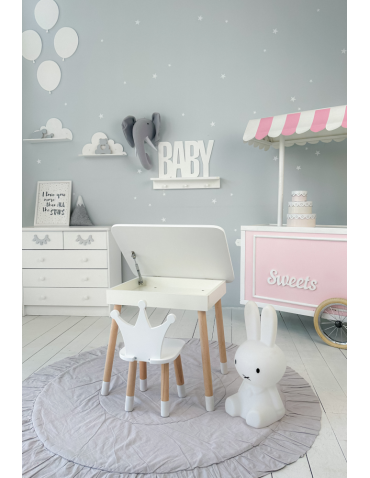 Stoły i ławki - Zestaw stoliczek ze schowkiem z krzesełkiem korona otwierany blat biały - produkt 3