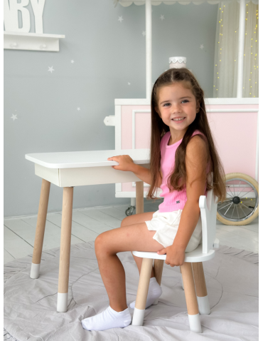 Stoły i ławki - Zestaw stoliczek ze schowkiem z krzesełkiem korona otwierany blat biały - produkt 5