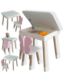 Zestaw krzesełko i stoliczek stół krzesło motylek otwierany schowek blat