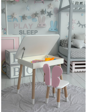 Stoły i ławki - Zestaw krzesełko i stoliczek stół krzesło motylek otwierany schowek blat - product 7