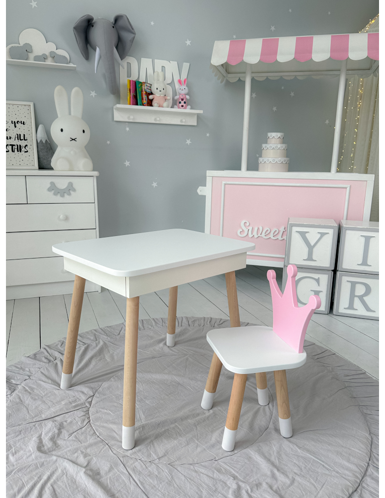 Stoły i ławki - Zestaw dziecięcy stolik z krzesełkiem różowa korona podnoszony blat schowek - product b2b.wamar.biz 2