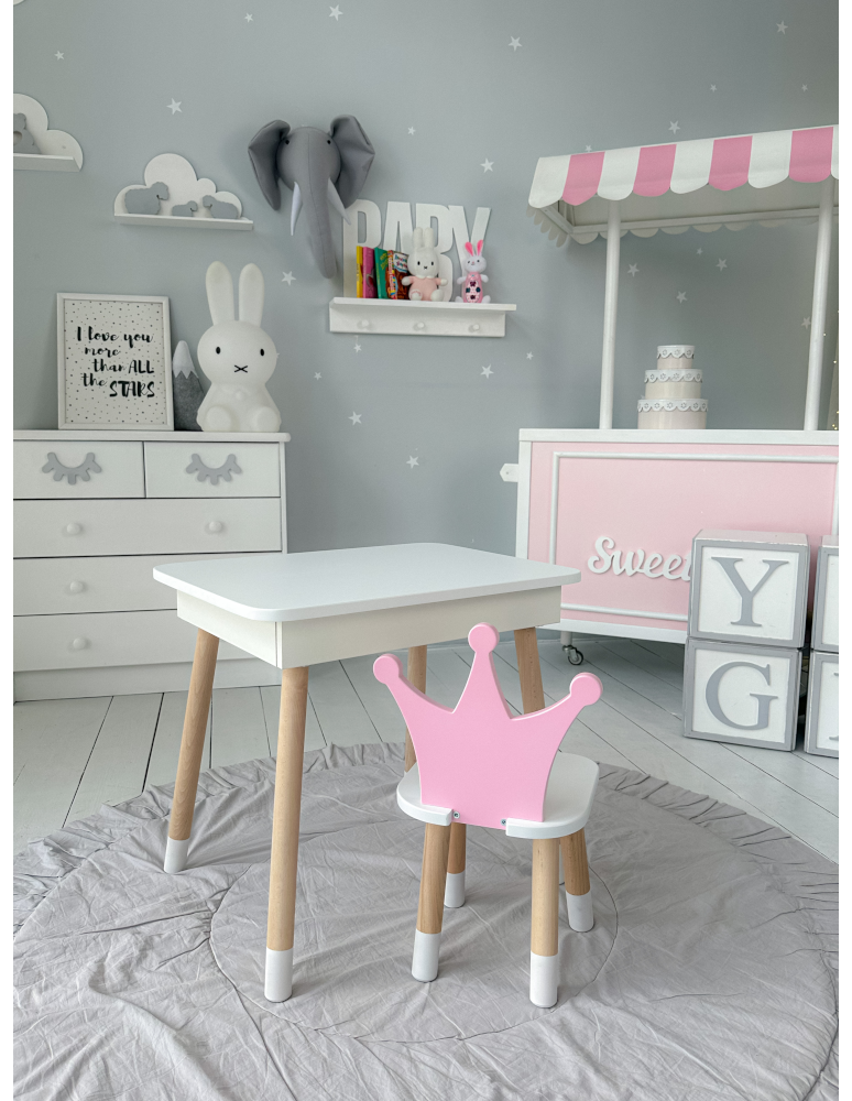 Stoły i ławki - Zestaw dziecięcy stolik z krzesełkiem różowa korona podnoszony blat schowek - product b2b.wamar.biz 3