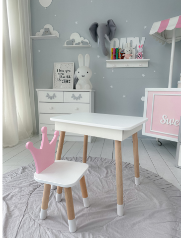 Stoły i ławki - Zestaw dziecięcy stolik z krzesełkiem różowa korona podnoszony blat schowek - product 4