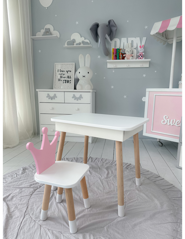 Stoły i ławki - Zestaw dziecięcy stolik z krzesełkiem różowa korona podnoszony blat schowek - product b2b.wamar.biz 4
