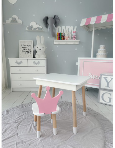 Stoły i ławki - Zestaw dziecięcy stolik z krzesełkiem różowa korona podnoszony blat schowek - product 5