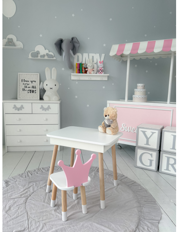 Stoły i ławki - Zestaw dziecięcy stolik z krzesełkiem różowa korona podnoszony blat schowek - product 6