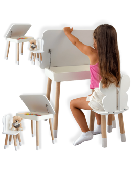 Stolik z podnoszonym blatem schowek krzesełko motylek motyl krzesło zestaw