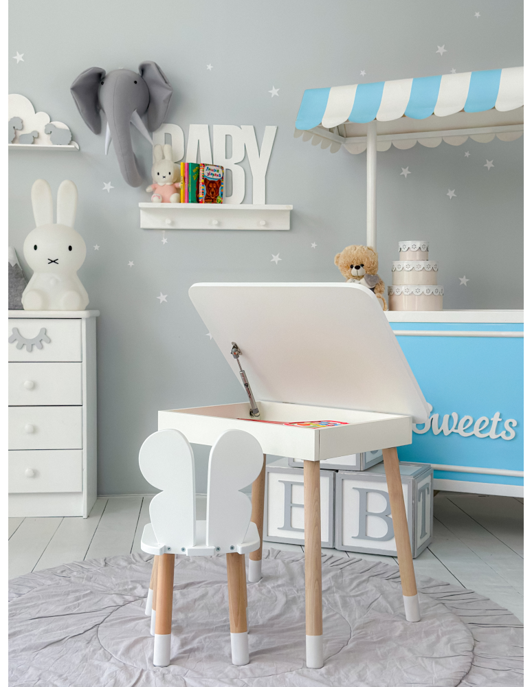 Stoły i ławki - Stolik z podnoszonym blatem schowek krzesełko motylek motyl krzesło zestaw - produkt b2b.wamar.biz 7