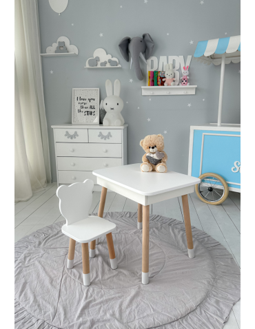Stolik ze schowkiem pod blatem krzesełko miś biały zestaw dla dziecka - produkt 2