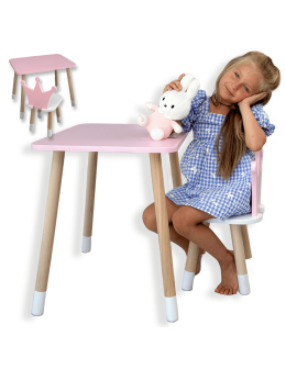 Różowy stolik z krzesełkiem korona dla księżniczki stoliczek stoliczek