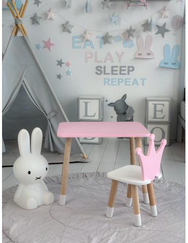 Różowy stolik z krzesełkiem korona dla księżniczki stoliczek stoliczek - product 2