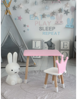 Różowy stolik z krzesełkiem korona dla księżniczki stoliczek stoliczek - product 2