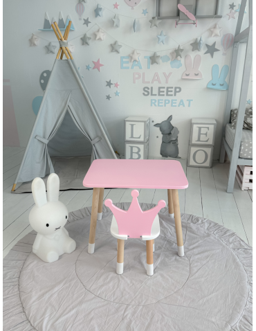 Stoły i ławki - Różowy stolik z krzesełkiem korona dla księżniczki stoliczek stoliczek - produkt 3