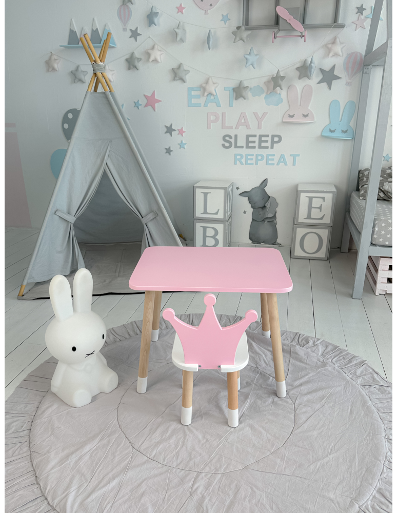 Stoły i ławki - Różowy stolik z krzesełkiem korona dla księżniczki stoliczek stoliczek - produkt b2b.wamar.biz 3