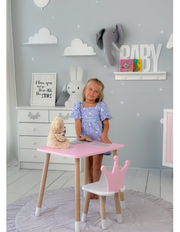 Stoły i ławki - Różowy stolik z krzesełkiem korona dla księżniczki stoliczek stoliczek - produkt 5