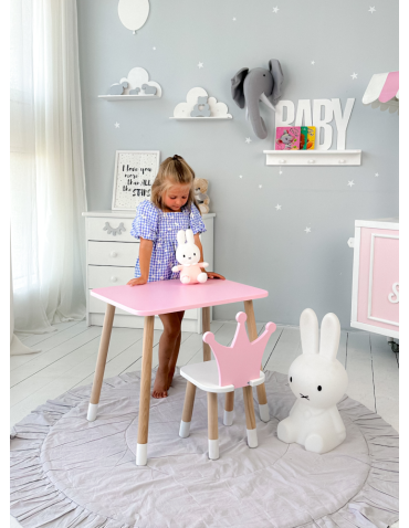 Stoły i ławki - Różowy stolik z krzesełkiem korona dla księżniczki stoliczek stoliczek - produkt 7