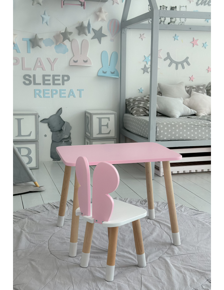 Stoły i ławki - Stolik z krzesełkiem dla dzieci stół krzesło róż motylek stoliczek pink - produkt b2b.wamar.biz 2