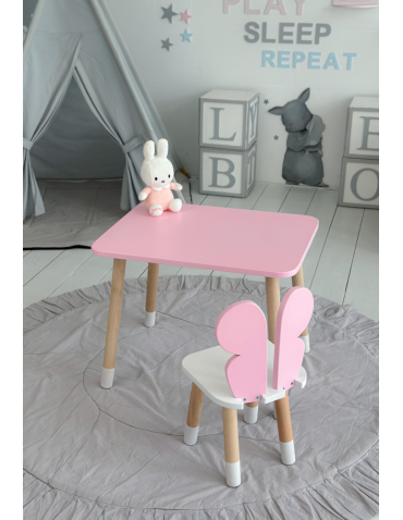 Stoły i ławki - Stolik z krzesełkiem dla dzieci stół krzesło róż motylek stoliczek pink - produkt 3