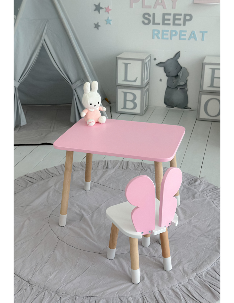 Stoły i ławki - Stolik z krzesełkiem dla dzieci stół krzesło róż motylek stoliczek pink - produkt b2b.wamar.biz 3