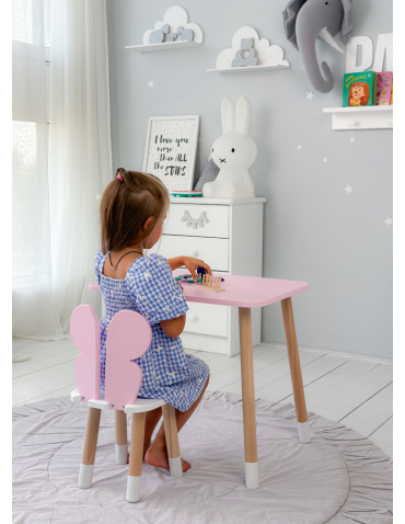 Stoły i ławki - Stolik z krzesełkiem dla dzieci stół krzesło róż motylek stoliczek pink - produkt 4