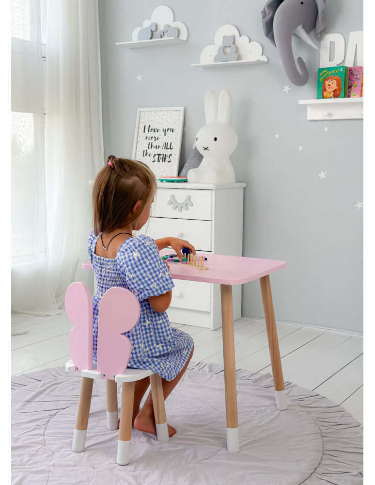 Stoły i ławki - Stolik z krzesełkiem dla dzieci stół krzesło róż motylek stoliczek pink - produkt b2b.wamar.biz 4