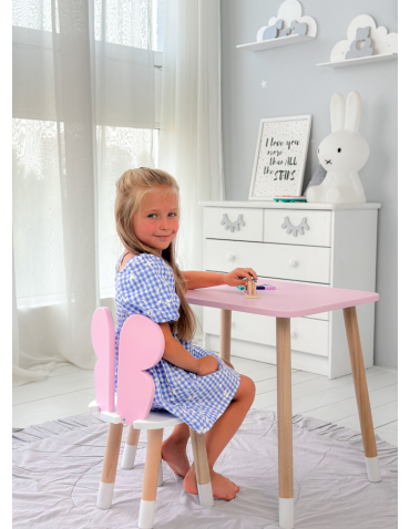 Stoły i ławki - Stolik z krzesełkiem dla dzieci stół krzesło róż motylek stoliczek pink - produkt 5