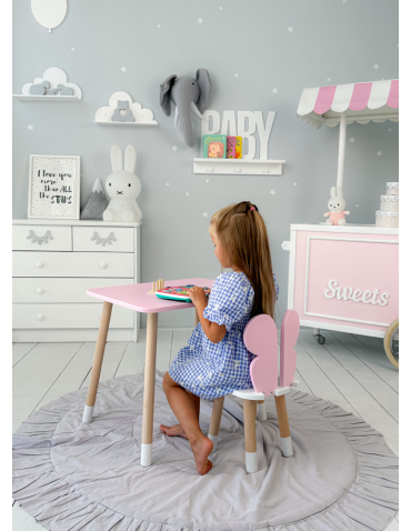 Stoły i ławki - Stolik z krzesełkiem dla dzieci stół krzesło róż motylek stoliczek pink - produkt 6