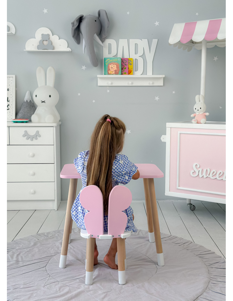 Stoły i ławki - Stolik z krzesełkiem dla dzieci stół krzesło róż motylek stoliczek pink - produkt b2b.wamar.biz 7