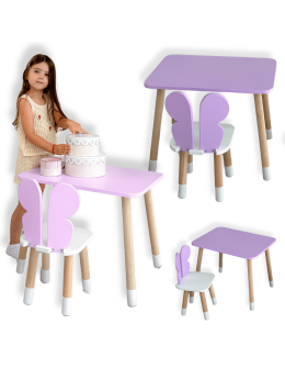 Krzesełko ze stoliczkiem fioletowy motylek stolik krzesło motyl stoliczek