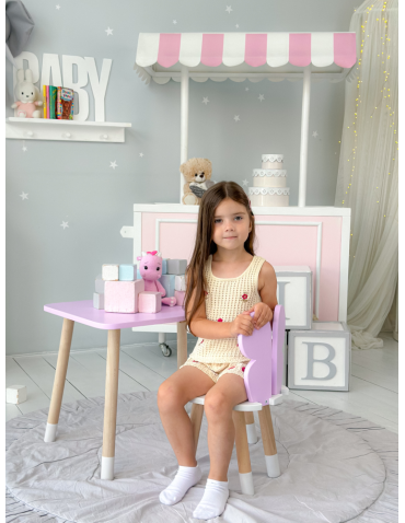 Stoły i ławki - Krzesełko ze stoliczkiem fioletowy motylek stolik krzesło motyl stoliczek - produkt 5