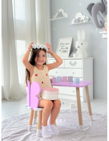 Stoły i ławki - Krzesełko ze stoliczkiem fioletowy motylek stolik krzesło motyl stoliczek - produkt 6