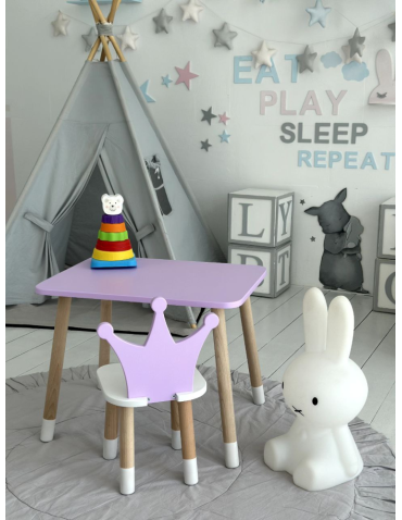 Stoły i ławki - Stolik z krzesełkiem dla dziecka krzesełko korona fioletowy stoliczek - product 4