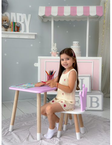 Stoły i ławki - Stolik z krzesełkiem dla dziecka krzesełko korona fioletowy stoliczek - product 5