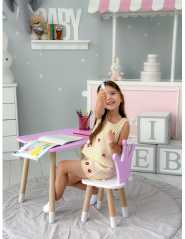 Stoły i ławki - Stolik z krzesełkiem dla dziecka krzesełko korona fioletowy stoliczek - product 6
